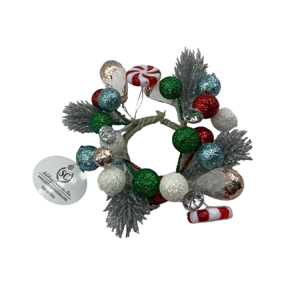 Salzburg Creations Peppermint Dreams 4" Artificial‎ Candle Ring